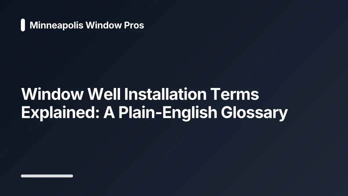 window well installation glossary